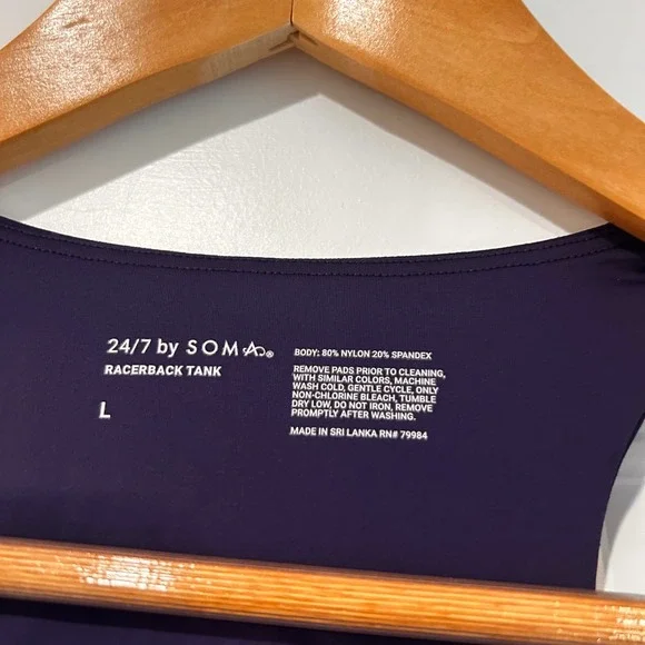 24/7 by Soma Racerback Tank Top‎ Navy Blue Women's Large Athleisure - Picture 4 of 6